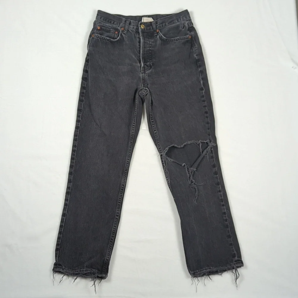Topshop Black Distressed‎ Straight Leg Denim Men's Jeans 28